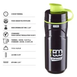 POLISPORT Bidon Cycliste Isothermal T500 500Ml Avec Capuchon Protecteur Noir Et Fluo -Cycle Libre Magasin bidon cycliste isothermal t500 500ml avec capuchon protecteur noir et fluo 3