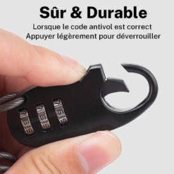 ROCKBROS Câble Antivol Casque Vélo Avec Code à 3 Chiffres Antivol Cadenas Pliable 90 Cm -Cycle Libre Magasin cable antivol casque velo avec code a 3 chiffres antivol cadenas pliable 90 cm 2