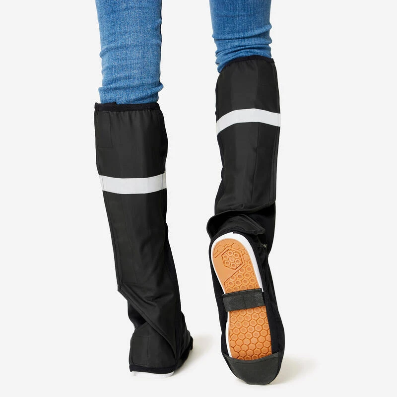 BTWIN Couvre Chaussures Hautes Imperméables Vélo Ville - Noir 2 BTWIN Couvre Chaussures Hautes Imperméables Vélo Ville - Noir – Image 2