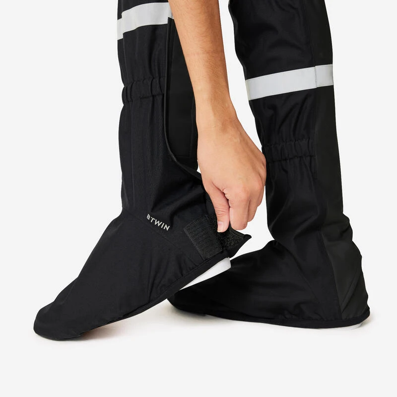 BTWIN Couvre Chaussures Hautes Imperméables Vélo Ville - Noir 4 BTWIN Couvre Chaussures Hautes Imperméables Vélo Ville - Noir – Image 4
