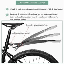 ROCKBROS Garde-boue De Vélo Garde-Boue VTT Avant Et Arrière Réglable En PP -Cycle Libre Magasin garde boue de velo garde boue vtt avant et arriere reglable en pp 3