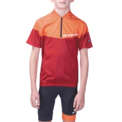 BTWIN Maillot Manches Courtes Vélo Enfant 500 Rouge -Cycle Libre Magasin maillot manches courtes velo enfant 500 rouge 2