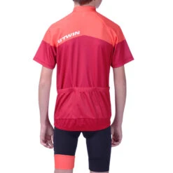 BTWIN Maillot Manches Courtes Vélo Enfant 500 Rouge -Cycle Libre Magasin maillot manches courtes velo enfant 500 rouge 3