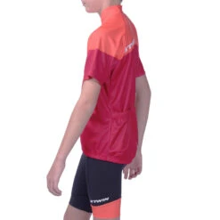 BTWIN Maillot Manches Courtes Vélo Enfant 500 Rouge -Cycle Libre Magasin maillot manches courtes velo enfant 500 rouge 4