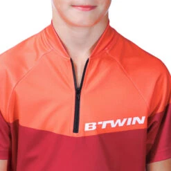 BTWIN Maillot Manches Courtes Vélo Enfant 500 Rouge -Cycle Libre Magasin maillot manches courtes velo enfant 500 rouge 5