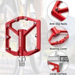 ROCKBROS Pédale Vélo En Alliage Aluminium 8 Clous Antidérapants Rouge -Cycle Libre Magasin pedale velo en alliage aluminium 8 clous antiderapants rouge 5