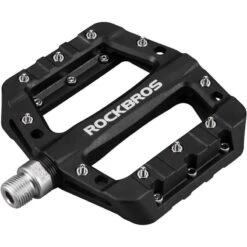 ROCKBROS Pédales Vélo Plates Pour VTT BMX En Nylon 9/16 Anti-Glissant Noir
