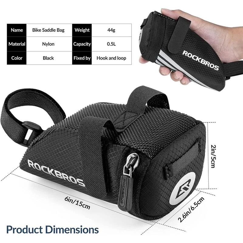 ROCKBROS Sacoche De Selle C28 Nylon Noir 2 ROCKBROS Sacoche De Selle C28 Nylon Noir – Image 2