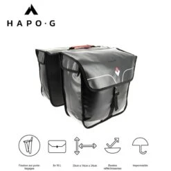 Sacoche Vélo Porte Bagage étanche 32L Noir - Vélo électrique, VTT, VTC - HAPO-G -Cycle Libre Magasin sacoche velo porte bagage etanche 32l noir velo electrique vtt vtc hapo g 4
