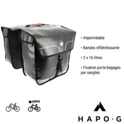 Sacoche Vélo Porte Bagage étanche 32L Noir - Vélo électrique, VTT, VTC - HAPO-G -Cycle Libre Magasin sacoche velo porte bagage etanche 32l noir velo electrique vtt vtc hapo g 6