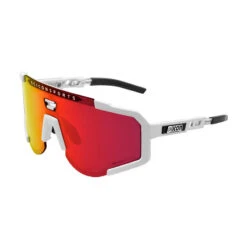 Scicon Aeroscope Lunettes De Sports (Blanc Brillant/Rouge Miroir)