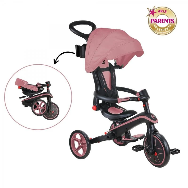 GLOBBER Tricycle EXPLORER 4-en-1 Évolutif & Pliable Rose Pastel 3 GLOBBER Tricycle EXPLORER 4-en-1 Évolutif & Pliable Rose Pastel – Image 3