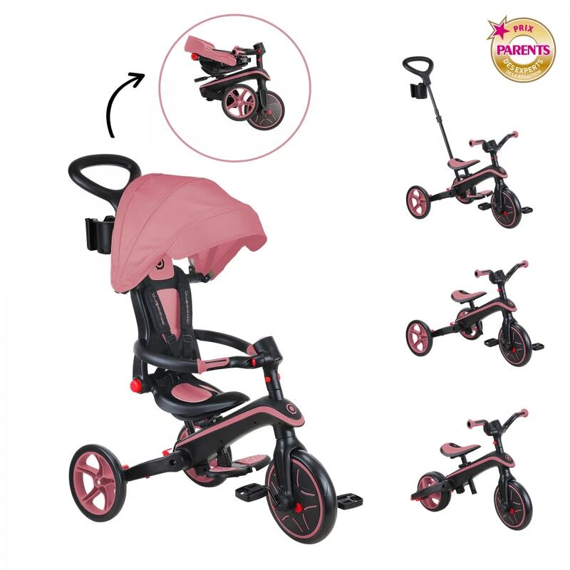 GLOBBER Tricycle EXPLORER 4-en-1 Évolutif & Pliable Rose Pastel 4 GLOBBER Tricycle EXPLORER 4-en-1 Évolutif & Pliable Rose Pastel – Image 4