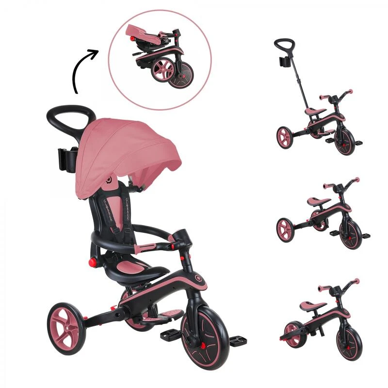 GLOBBER Tricycle EXPLORER 4-en-1 Évolutif & Pliable Rose Pastel 1 GLOBBER Tricycle EXPLORER 4-en-1 Évolutif & Pliable Rose Pastel