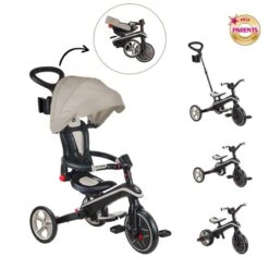 GLOBBER Tricycle EXPLORER 4-en-1 Évolutif & Pliable Taupe -Cycle Libre Magasin tricycle explorer 4 en 1 evolutif and pliable taupe 3