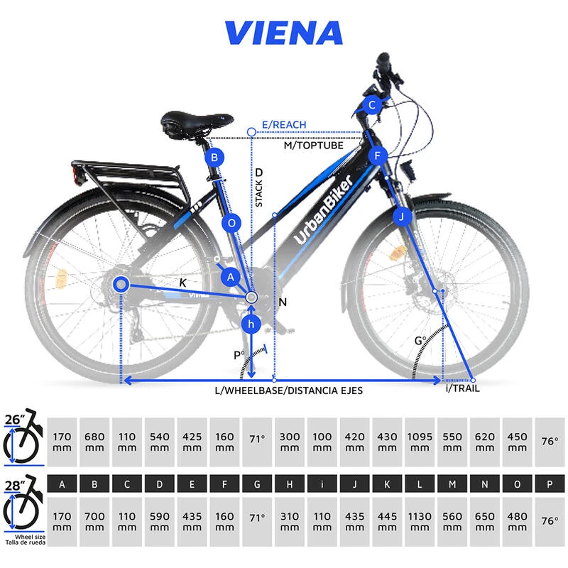 Vélo Électrique Urbanbiker VTC Viena 23 Bleu, Roues 26",960Wh (48v 20Ah) 7 Vélo Électrique Urbanbiker VTC Viena 23 Bleu, Roues 26",960Wh (48v 20Ah) – Image 7